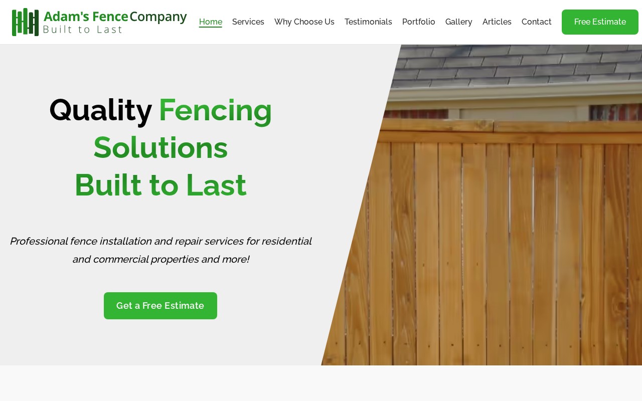 Screenshot of Adams Fence Co.