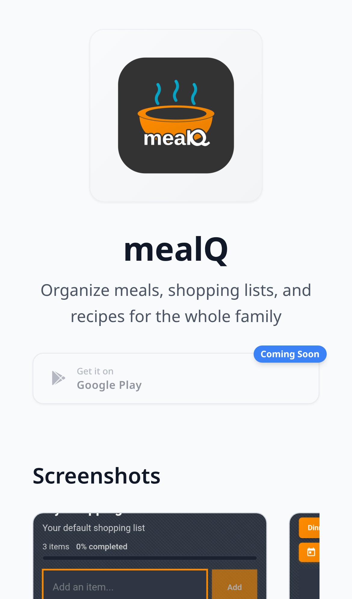 Plan to Live — MealQ